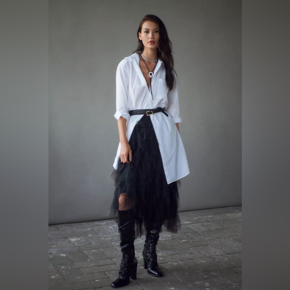 Anthropologie Maxi Tunic Poplin Buttondown